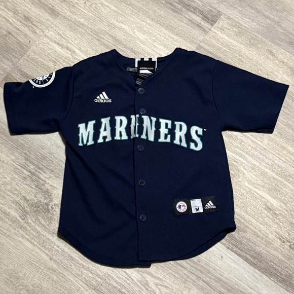 Adidas Seattle Mariners MLB Baseball Jersey Medium Kids Youth Navy Blue - Picture 1 of 4